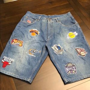 Unk Denim Shorts w NBA patches - Sz 34
